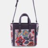 BLACK MINI TOTE FLORAL EMBELLISHED BAG FRONT CLOSEUP