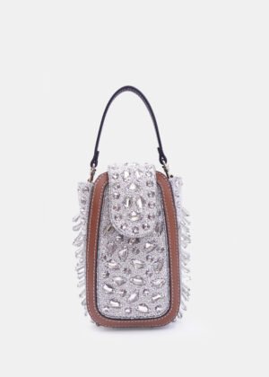 Silver embellished belt bag with stone work