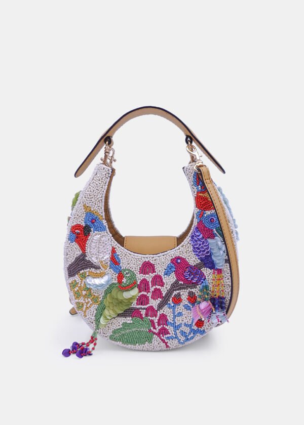 MULTICOLOR_YELLOW_LEATHER_ EMBELLISHED MINI SIDE SLING BAG