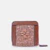 Leather-Trimmed-Peach-Embroidered-Small-Compact-Zip-Around-Wallet