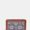 Tan Leather Trimmed Embellished Leather Zip Around Wallet