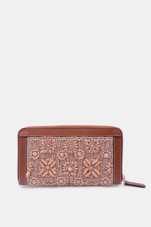 Women-Peach-Hand-Embroidered-Leather-Zip-Around-Wallet.