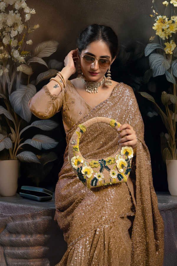 Golden Meadow Beaded Bag with 3D floral embellishments_versuhz_nyasa