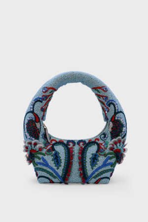 Ocean Crest Beaded Bag with marine-inspired beadwork in blue and green