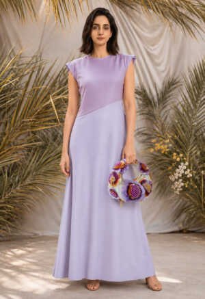 Amethyste Bloom Violet Pearl Bag with floral beadwork and pearl embellishments in a refined violet hue.