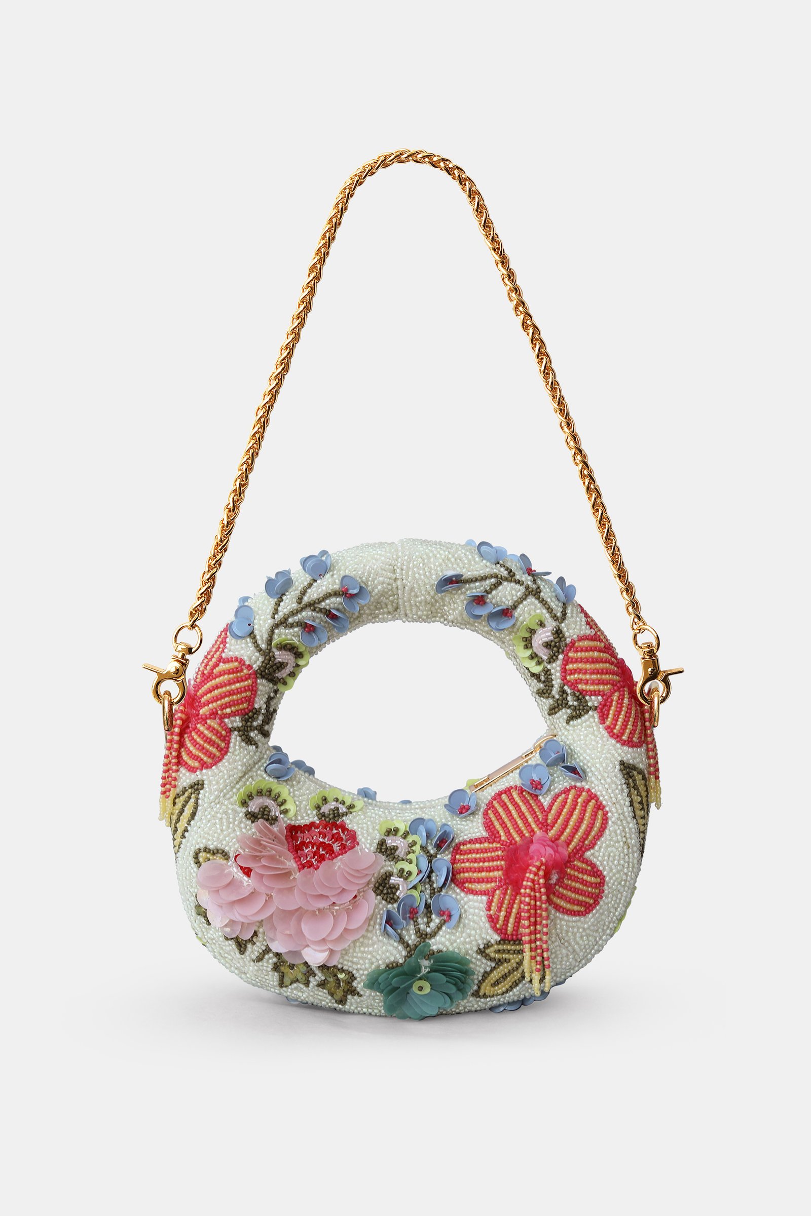 Eden Ivory Mini Embellished Bag front