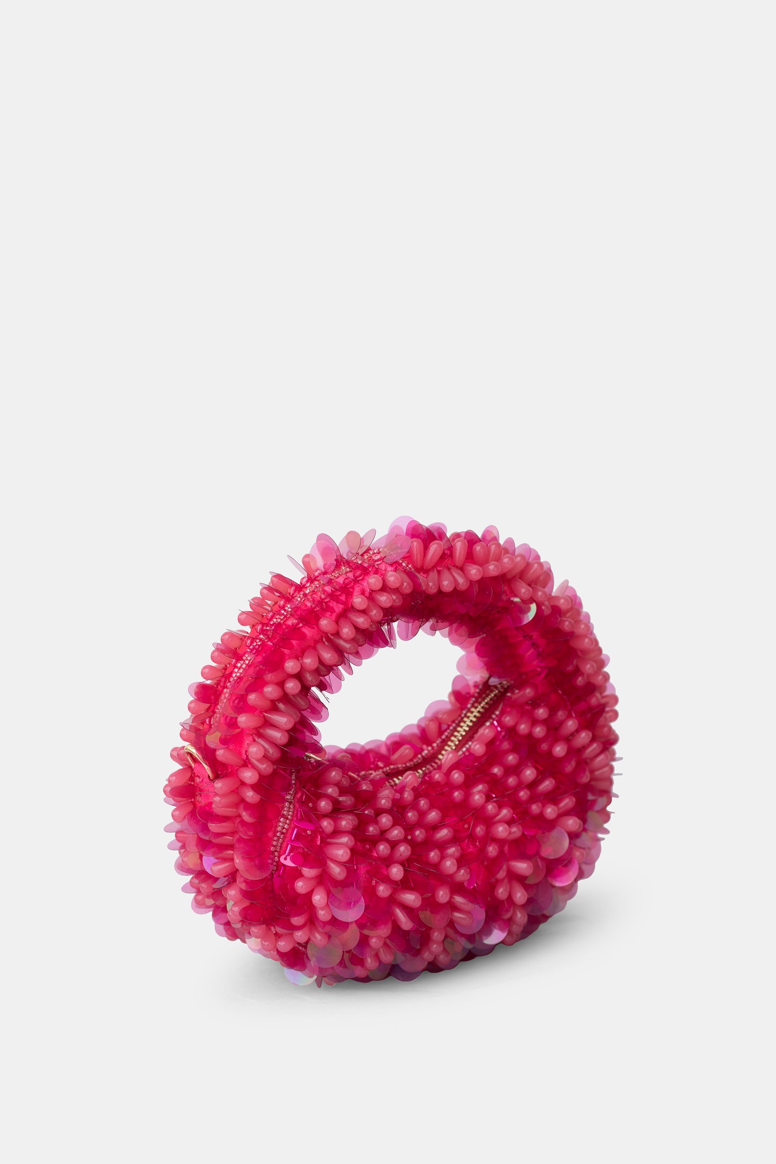 Fuchsia Aura Mini Beaded Bag Side