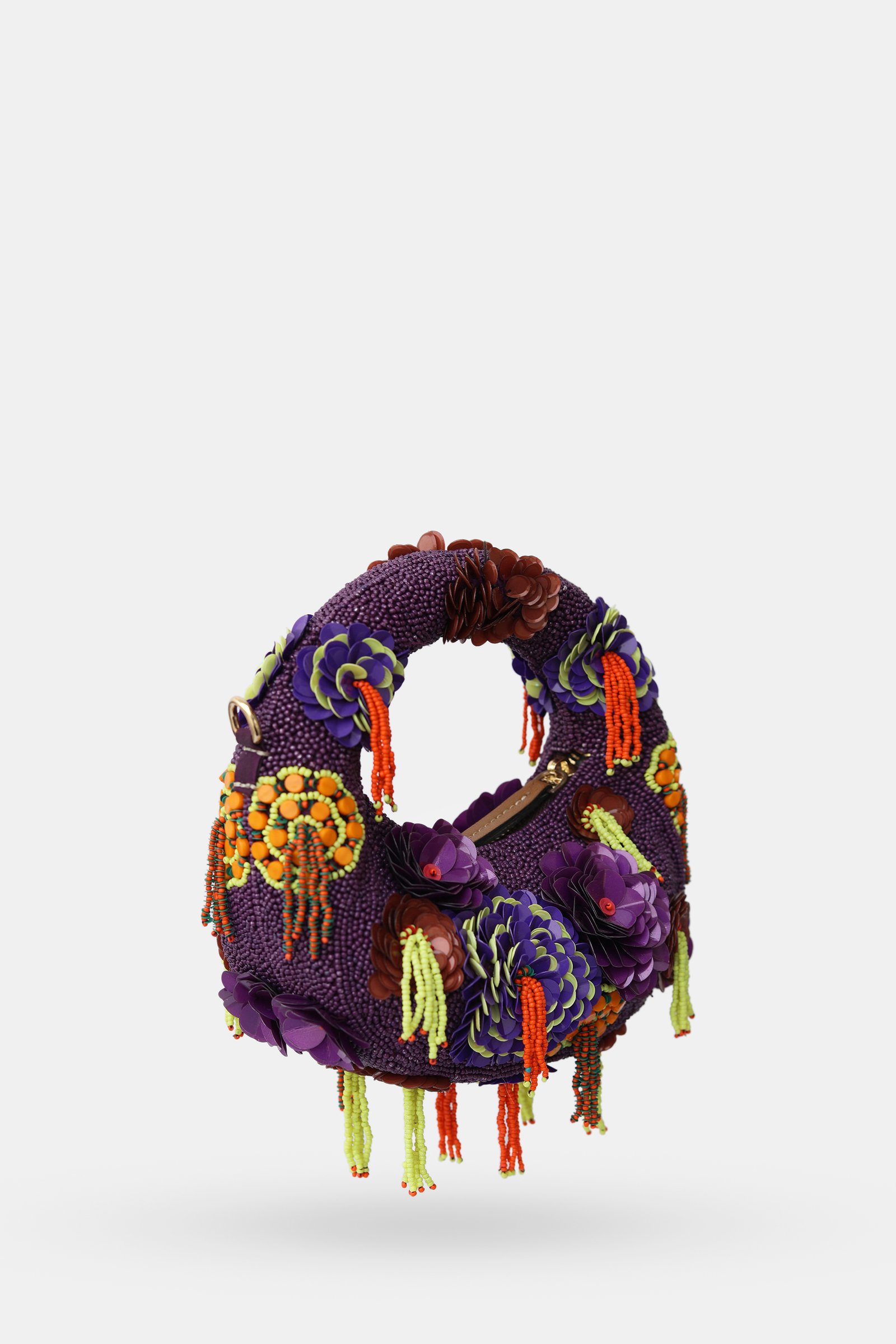 Luna Botanique Purple Mini Beaded Bag Side