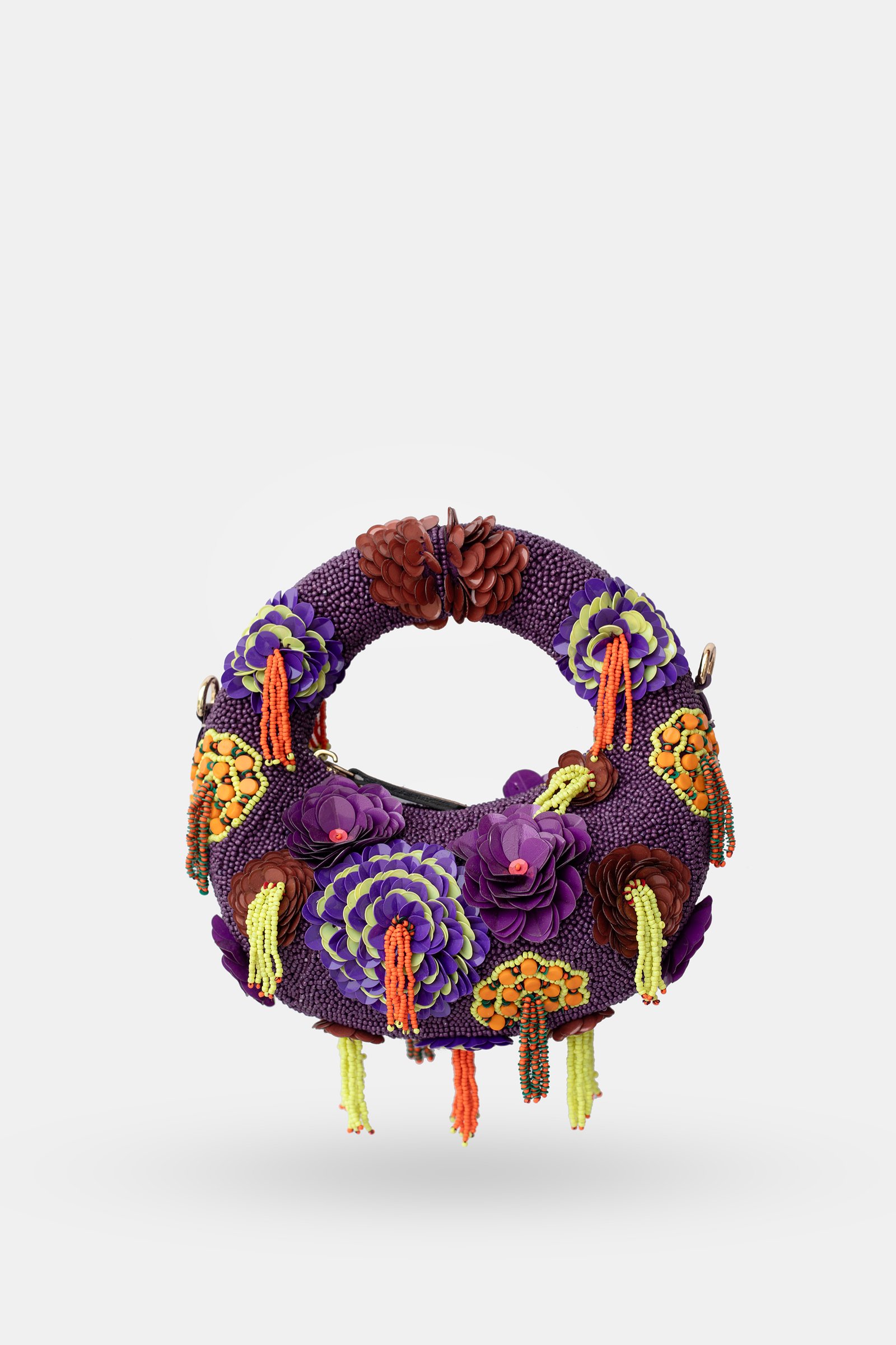 Luna Botanique Purple Mini Beaded Bag