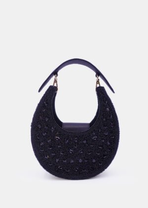The New Moon | Embellished Black Clutch Bag For Women