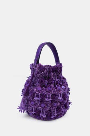 Hand Embroidered Purple Potli bag With Drawstring